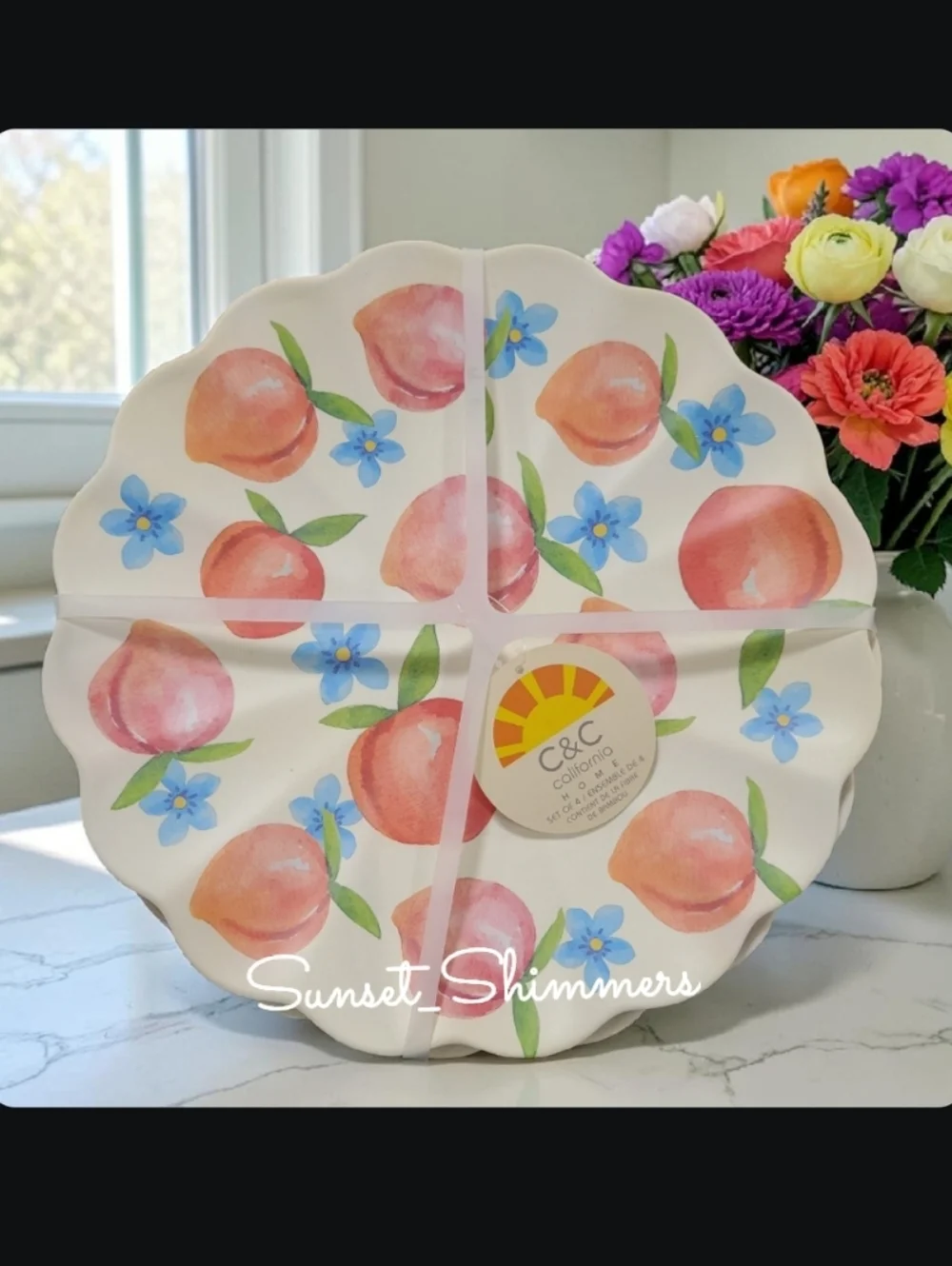 4 Sweet Georgia Peach Indoor Outdoor Scalloped Melamine 11